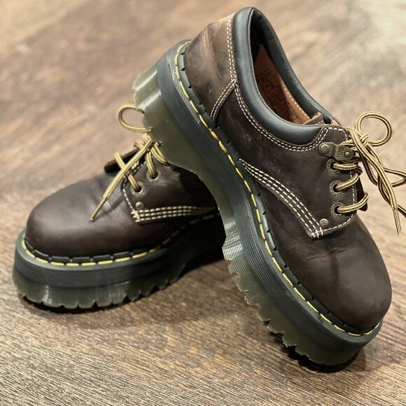 Dr Martens  8053 Arc Crazy Horse Leather Platform Shoes - Picture 1 of 4